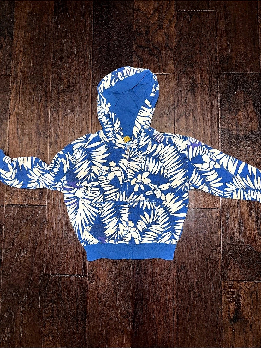 Polo Ralph Lauren Boys Floral Zip Hoodie Blue & White Size 5